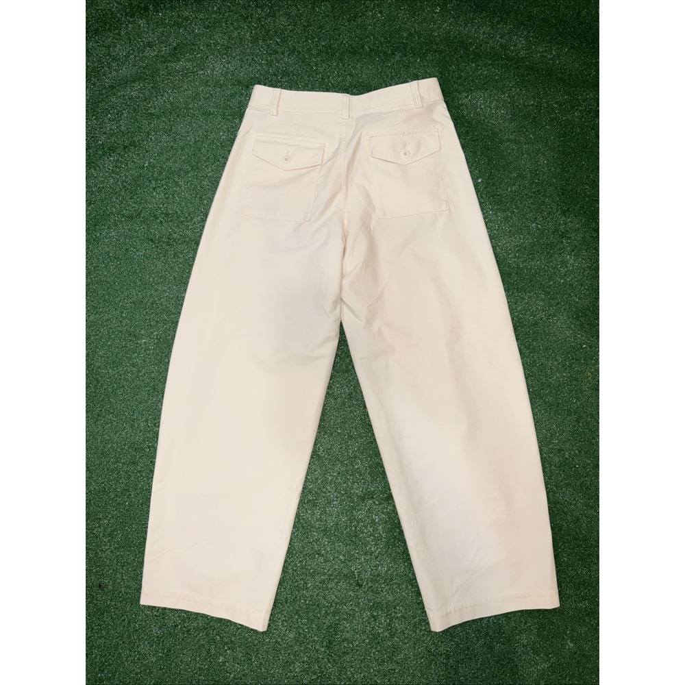 Uniqlo Unisex Barrel Leg Pants High Waist Cream Medium 30in Waist - Picture 5 of 6